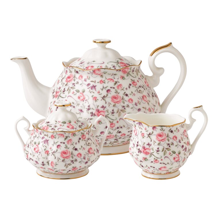 Royal Albert Rose Confetti 3 Piece Teapot Set